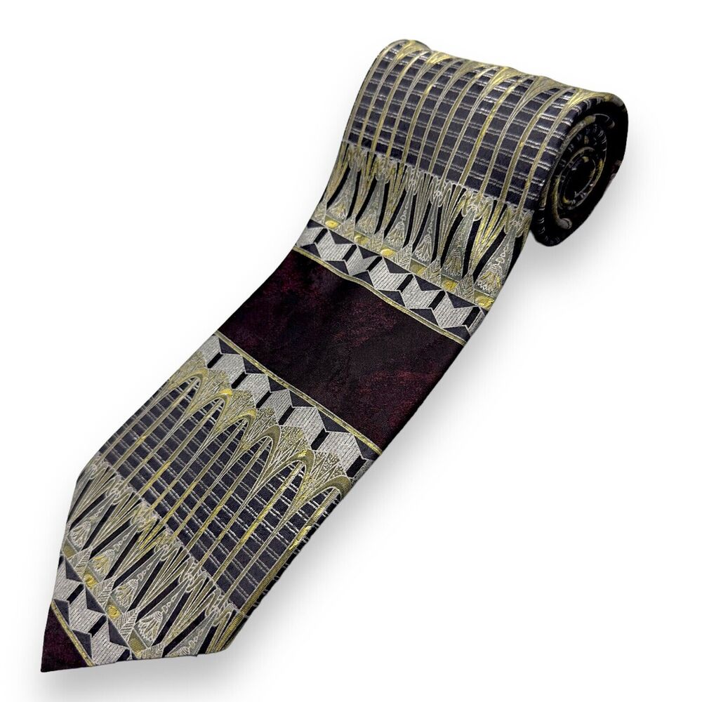 Tutto Matto Mens Silk Dress Tie Made in Italy Classic Geometric Print 57" 3.75"